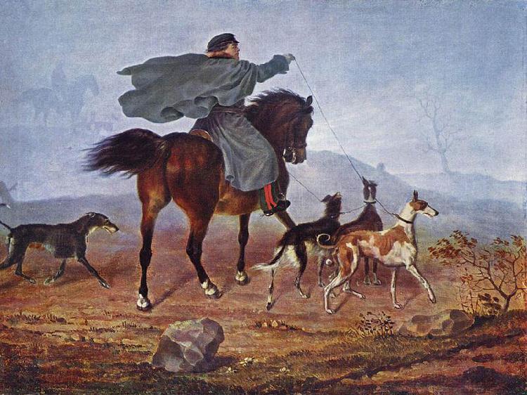 Franz Kruger Riding to the Hunt Norge oil painting art